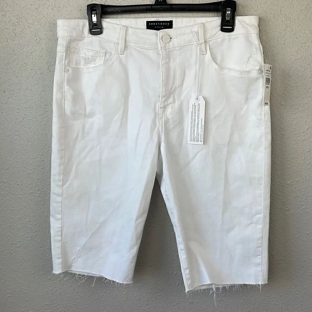 NWT Sanctuary White Denim Distressed Shorts Sizes 27, 29, 30, 31, 32